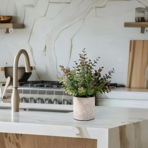 2 Pack <b>Small</b> Artificial Eucalyptus Plants Christmas Home Indoor Fireplace Mantel Shelf <b>Desk</b> Fake Potted Indoor Plants - Product Image 4