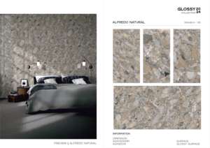 Azulejos de porcelana esmaltada pulida con textura de tallado arquitectónico, diseñados para instalación a gran escala en pisos y paredes. - Product Image 4