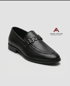 <b>Men's</b> Synthetic Leather Loafers | Round Toe <b>Slip</b>-<b>On</b> <b>Shoes</b> with Buckle Details, Breathable Rubber Outsole for All-Season Wear - Product Image 2