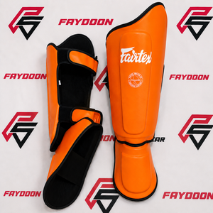 แผ่นรองขาสำหรับชกมวย Fairtex สีเหลืองแบบโค้ง ออกแบบสั่งทำพิเศษ ป้องกันขาสำหรับการฝึกซ้อมมืออาชีพ มวยไทย MMA - Product Image 1