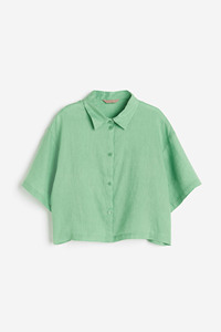 Camisa de manga larga Oxford casual de moda para hombre y mujer, estilo crop top liso con bordado, ajustada - Product Image 5