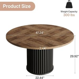 Tavolo da Pranzo Rotondo in Legno per Cucina e Soggiorno, Ideale per Accogliere gli Ospiti - Product Image 5
