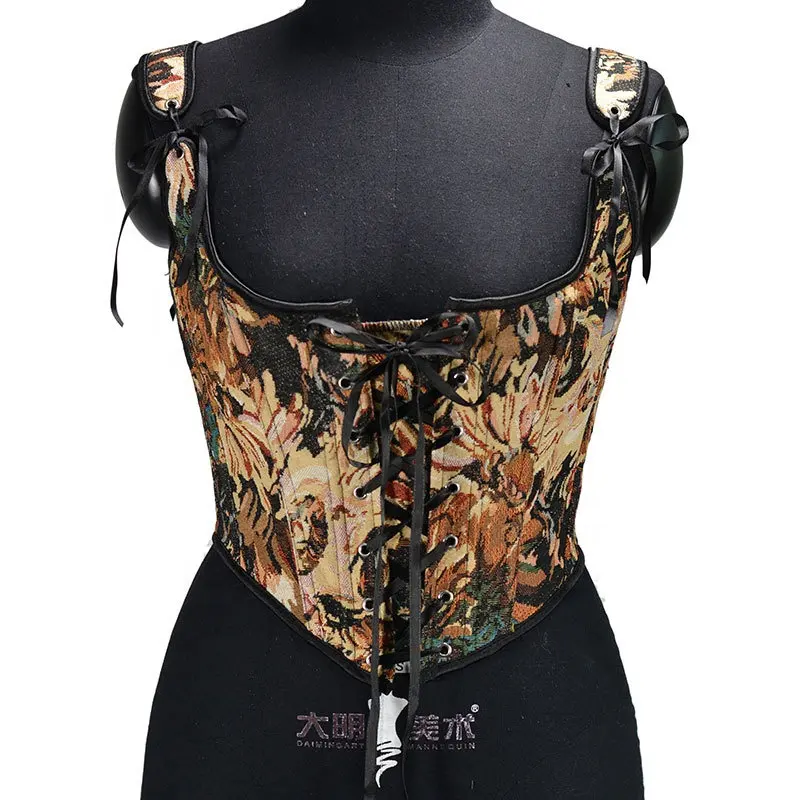 Spring New Plus Size Floral Jacket Body Shaper Ribbon Bodysuit Short Vest Women's Bodysuit corset for body shape
