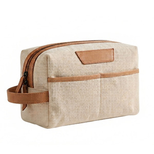 Sac à cosmétiques en toile pour femmes, organisateur de maquillage unisexe, trousse de toilette de voyage, étui de rangement de beauté multi-poches avec fermeture éclair - Product Image 1