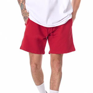 Pantalones Cortos Bermuda de Punto Rojos para Hombre, Cintura Media, Cordón Ajustable, Color Sólido, Transpirables, de Algodón - Product Image 6