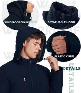 Vestes matelassées à capuche zippées streetwear en gros pour hommes, idéales pour l'hiver et les températures froides, haute qualité, imperméables, respirantes, 100 % polyester - Product Image 4