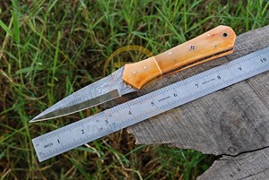 Custom Handmade Damascus Steel Double Edge Hunting <b>Knife</b> <b>Bone</b> <b>Handle</b> Fixed Blade DIY Outdoor Survival Camping <b>Knife</b> OEM Custom - Product Image 5