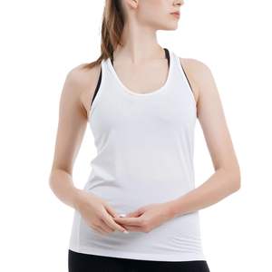 Camiseta sin mangas blanca para mujer, estilo racerback, para gimnasio, fitness, running, yoga, transpirable, de secado rápido, elástica, ropa deportiva, chaleco de entrenamiento - Product Image 4
