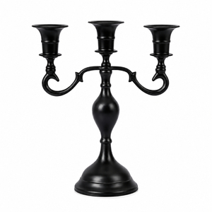 Wholesale <b>Black</b> Metal <b>Candelabra</b> 3 Arm Taper Candle Holder for Wedding Centerpieces Table Decoration Event Candlestick - Product Image 1