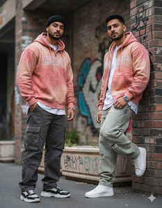 Sweats à capuche zippés effet délavé soleil, personnalisables avec strass et logos sérigraphiés, qualité supérieure, répondant aux exigences les plus exigeantes des clients. - Product Image 2