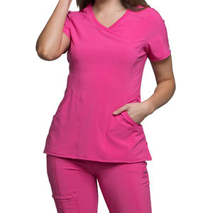 Solid Color Medical <b>Nursing</b> Scrub Uniform Short Sleeve V-Neck Cheap Price <b>Nursing</b> Scrub Uniform - Product Image 5