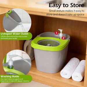 Small for <b>Spin</b> <b>Mop</b> Cleaning System Bucket with Wringer Set 3 <b>Mop</b> Pads 50.4\" Easy for <b>Spin</b> <b>Mop</b> Bucket Floor Cleaning - Product Image 2