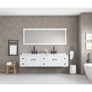 96 pollici. W X36 Pollici Specchio LED Singolo per Bagno con Cristalli Lucidati e 3 Colori di Luce - Product Image 6