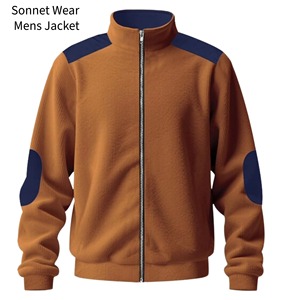 Men's <b>Smart</b> Casual Fleece <b>Jacket</b> with Zip-Up Stand Collar Quick Dry 100% Cotton Washed Finish - Product Image 4