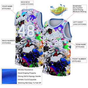 Service OEM, conception personnalisée, maillots de basket-ball imprimés en couleurs - Fournisseur en gros de vêtements personnalisés avec le nom de l'équipe, 100% polyester - Product Image 2
