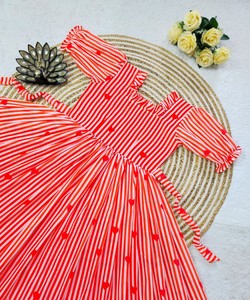 FANCY MUL CHANDERI PRINTED WORK ONE PIECE DRESS DAILY WEAR WHOLESALE PRICE ETHNIC GARMENT GAJARI Cotton Women's In-Stock - Product Image 4