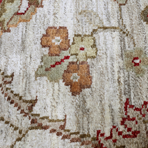Alfombra de Lana Beige Marfil con Borde Floral, Patrón Botánico en Tono Ólivo, Antideslizante, Ecológica, Hecha a Mano, de Pelo Grueso, Moderna - Product Image 4