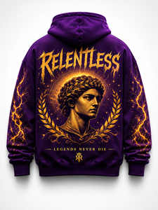 Sudadera con Capucha Personalizada con Gráfico de Rayo Morado y Dorado, Estilo Urbano, Unisex, OEM, ODM - Product Image 2