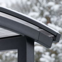 Abri de stationnement pour 2 voitures Angye, moderne et luxueux, personnalisé pour villa, avec cadre en alliage d'aluminium thermolaqué et auvent pare-soleil