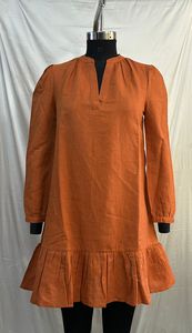 Hermoso Vestido Casual Minimalista con Mangas Ligeramente Abullonadas y Puños, Vestido Ajustado en Línea A, Vestido Mini de Lino Viscosa para Mujer - Product Image 2