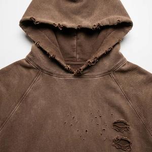 Latest Design Custom Streetwear <b>Hoodie</b> No <b>String</b> Fleece Blank Vintage Double Layer Acid Wash Sun Faded Distressed 100% Cotton - Product Image 2