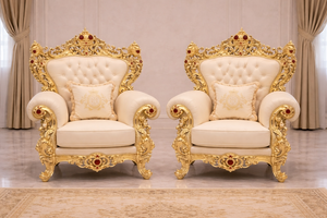 Juego de Sofás Clásicos Premium para Sala de Estar con Acabado en Hoja de Oro, Estilo Palacio, Sofá de Madera Tallado a Mano, Hecho en EE. UU. - Product Image 3