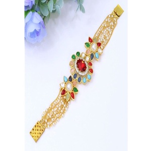 Gold Plated Fashion <b>Bracelet</b> With Zircon Stones Flower Design Women's Wedding Bohemia Style Collection - Product Image 1