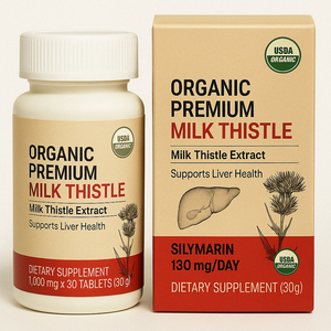 Suplemento orgánico de cardo mariano de silimarina de alta resistencia para la salud del hígado adulto Comida saludable OEM de Corea - Product Image 1