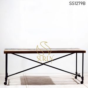 Vintage Style Modern Wooden Iron Designer Indian Restaurant Industrial Hotel Dining <b>Table</b> - Product Image 2