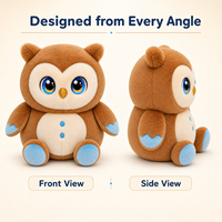 Oiseau de nuit interactif avec écran LED, jouet en peluche intelligent à veille automatique pour les tout-petits