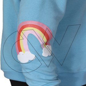 High Quality <b>Women's</b> Light Blue Crew Neck Cotton <b>Fleece</b> Sweatshirt Front Printed Breathable Quick Dry Full Sleeve Regular Fit - Product Image 4