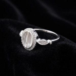 925 Sterling Solid Silver 8x6mm Oval <b>Blank</b> Bezel Ring with CZ Setting Resin & Ashes Jewelry Breastmilk Keepsake DIY Craft - Product Image 2