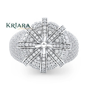 Bague de fiançailles et de mariage de luxe pour femme en argent 925 et or massif 18 carats, sertie de moissanite, style hip-hop, forme fleur, monture pavée - Product Image 1