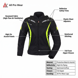 Blouson de course d'été personnalisé CE blindé pour femme, avec maille protectrice et éléments réfléchissants, équipement de moto, fabricant OEM - Product Image 5