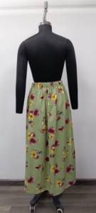 Women's Floral Print A-Line Floor-Length <b>Skirt</b> Elastic Waist <b>Chiffon</b> Casual Spring Style Green - Product Image 2
