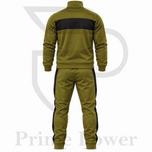 Ensemble de survêtement Prime Power pour homme, vert olive, veste zippée à col montant et pantalon de jogging fuselé, respirant, collection sportswear 2026, dernière nouveauté - Product Image 2