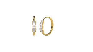 Luxury 18K Gold Hoop Earrings Vertical Baguette Diamonds Hoop <b>Huggie</b> Earrings Elegant Bridal Wedding Gift Fine Jewelry for Women - Product Image 1