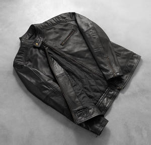 Blouson Moto Homme Grande Taille Automne Hiver, Couleur Unie, Fermeture Éclair, Col Montant, en Similicuir PU Non Tissé, Style Décontracté - Product Image 6