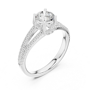 Anillo de Compromiso de Oro Blanco de 14K con Diamante Cultivado en Laboratorio Redondo para Mujer, Nuevo Diamante Cultivado - Product Image 6