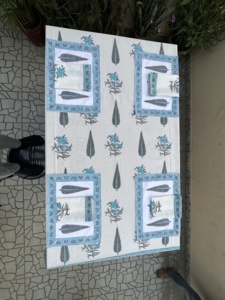Handmade Modern Floral Print Pure Cotton Rectangle <b>Tablecloth</b> Hand Block Printed for Indian Farmhouse Wedding Home Use - Product Image 1