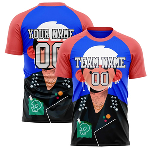 เสื้อฟุตบอลแบบยูนิเซ็กซ์ คอกลม แขนสั้น พิมพ์ลายการ์ตูนชื่อทีมและหมายเลขด้านหน้าด้วยเทคนิคฮีททรานเฟอร์ ระบายเหงื่อได้ดี - Product Image 1