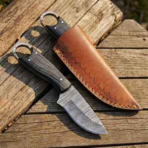 Couteau à lame fixe en acier Damas de haute qualité pour le camping en plein air, couteaux droits OEM, outil de survie en milieu sauvage, pointe tombante droite - Product Image 3