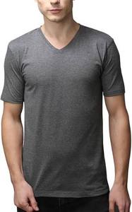 T-shirt gris à col en V, coupe ajustée, manches courtes, séchage rapide, anti-boulochage, polyester/coton 180g, entraînement - Product Image 2