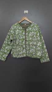 Chaqueta de Algodón Azul con Estampado Animal, Manga Larga, Cuello en V, Estilo Vacacional, Ropa de Verano - Product Image 2