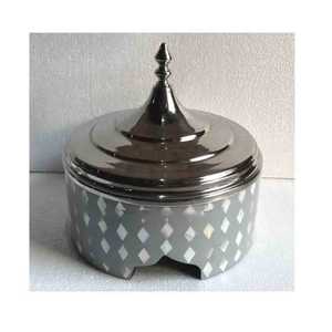 Traditional Copper Serving Pot with Lid Hammered Texture Polished Finish Ornate Stand Decorative Columns <b>Buffet</b> Food <b>Warmer</b> - Product Image 3