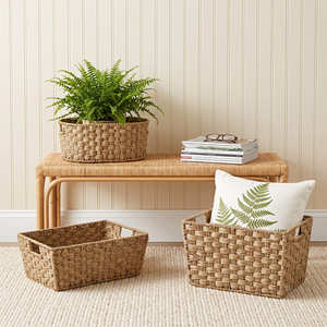 LATITUDE Natural Fiber <b>Rectangle</b> Multi-Functional Home <b>Storage</b> Seagrass <b>Basket</b> Set Home Organization - Product Image 6