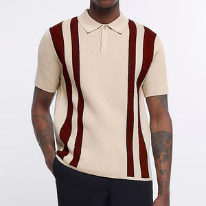 Camiseta de Punto para Hombre, Manga Corta, Estilo Suéter de Primavera/Verano con Diseño de Rayas - Product Image 6