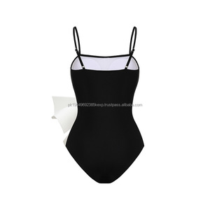 Traje de Baño de Una Pieza de Nuevo Diseño para Mujer, con Lazos Laterales Grandes y Aberturas, Sexy, Color Sólido, para Playa - Product Image 3