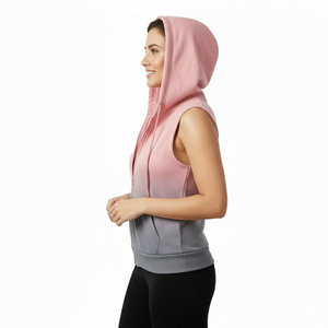 Chalecos con capucha sin mangas para mujer al por mayor, de mezcla de algodón suave, estilo urbano, hechos a medida, precio al por mayor, venta al por mayor de chalecos con capucha. - Product Image 2