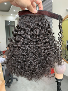 Cola de Caballo de Cabello Humano Vietnamita con Textura Rizada, Personalizable con Múltiples Donantes - Product Image 1